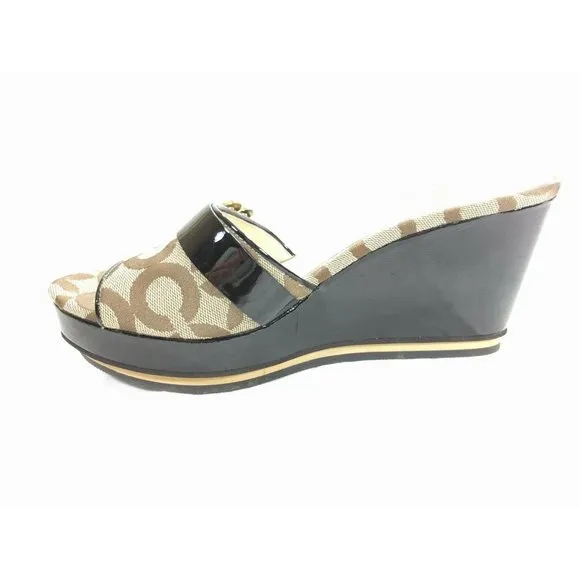 Coach Geri Size 8.5 B Wedge Sandals Signature 8.5