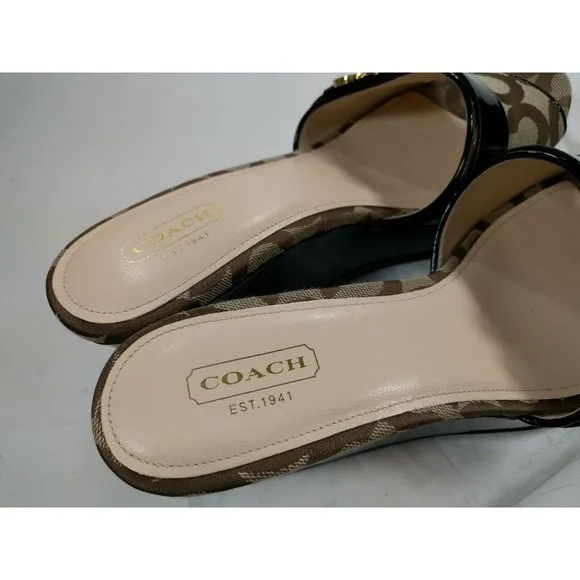 Coach Geri Size 8.5 B Wedge Sandals Signature 8.5
