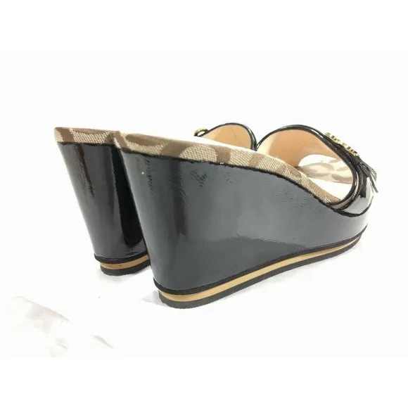 Coach Geri Size 8.5 B Wedge Sandals Signature 8.5