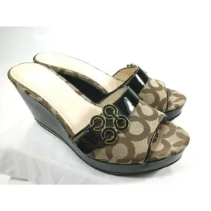 Coach Geri Size 8.5 B Wedge Sandals Signature 8.5