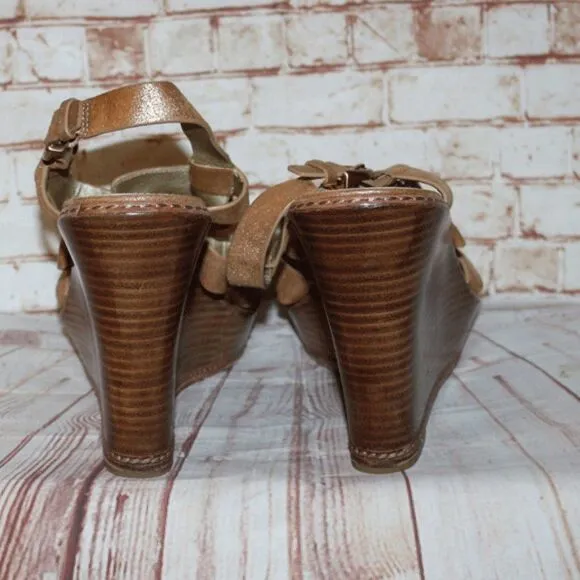Coach Gold Wedge Sandals Size 8.5