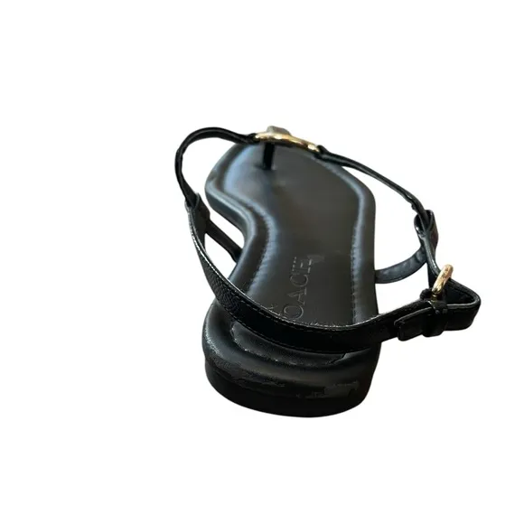 Coach Jazmin Black Sandals Thong Strap Buckle Sandal