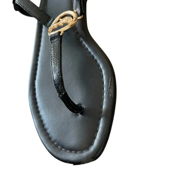 Coach Jazmin Black Sandals Thong Strap Buckle Sandal