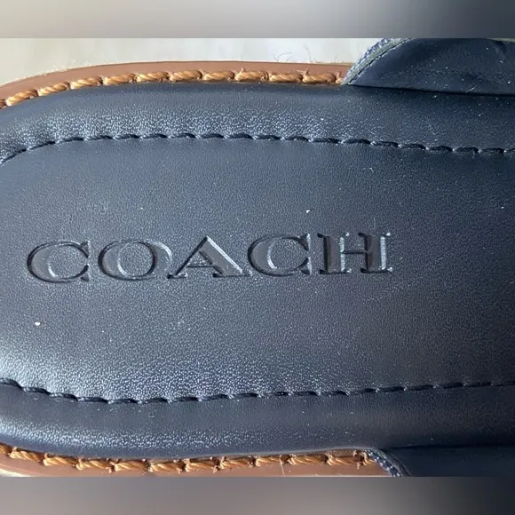 Coach Kami Denim/Blue Logo Coated Canvas Wedge Sandals Size US 9B NWOB