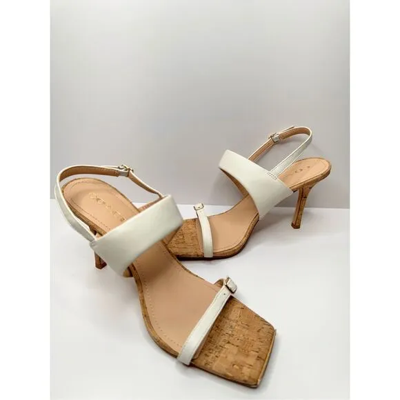 Coach Sandals Womens Size 11B White Leather Open Toe Kit Slingback Heels New