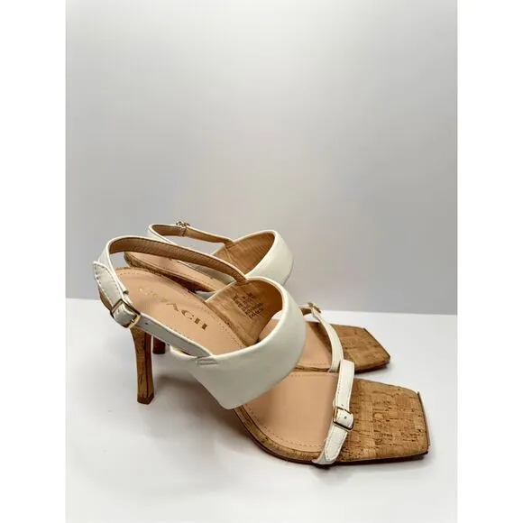 Coach Sandals Womens Size 11B White Leather Open Toe Kit Slingback Heels New