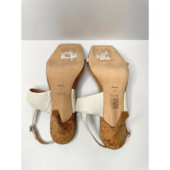 Coach Sandals Womens Size 11B White Leather Open Toe Kit Slingback Heels New