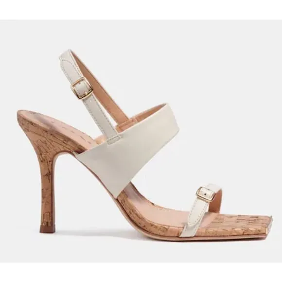 Coach Sandals Womens Size 11B White Leather Open Toe Kit Slingback Heels New
