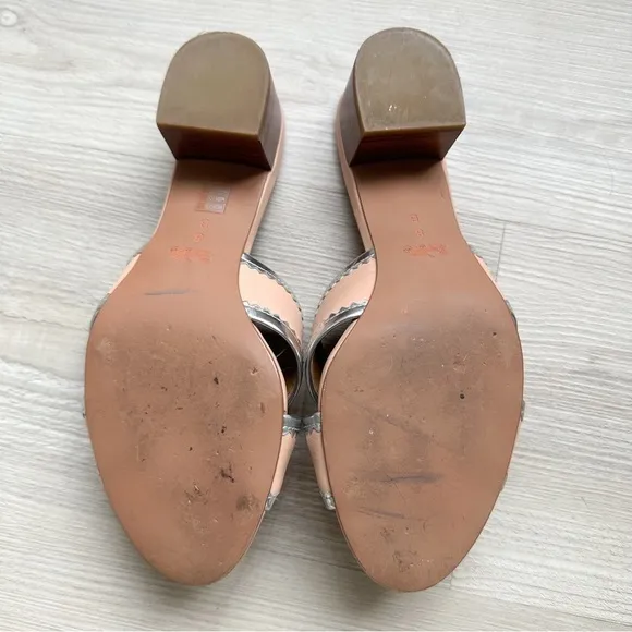 Coach tan and silver mules slides sandals