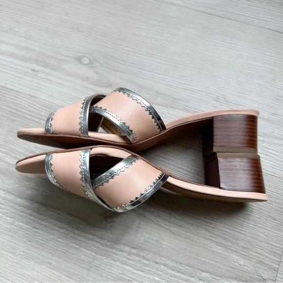 Coach tan and silver mules slides sandals