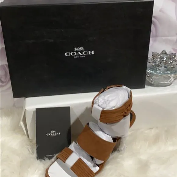 𝅺coach Wedge suede Sandals