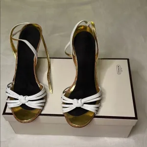 Coach White and Gold High Heel Sandal