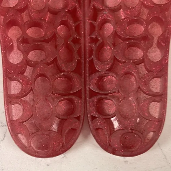 Coach Womens Ulyssa Pink Logo Flats Pool Slides Sandals Size 8 Slides