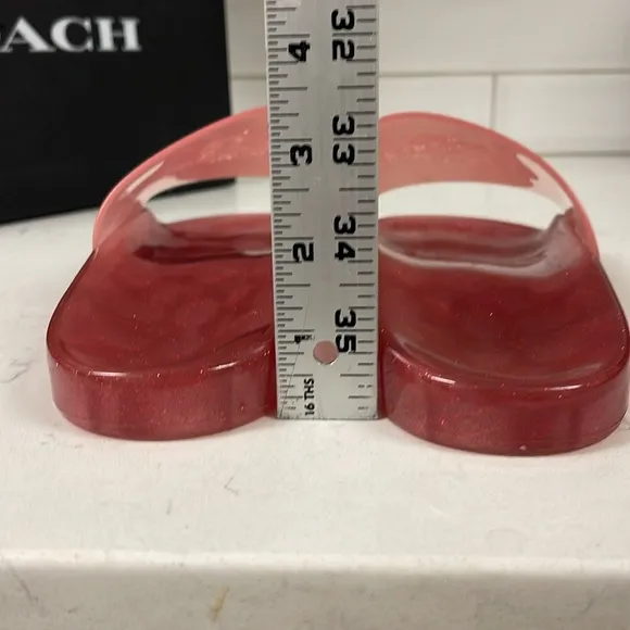 Coach Womens Ulyssa Pink Logo Flats Pool Slides Sandals Size 8 Slides