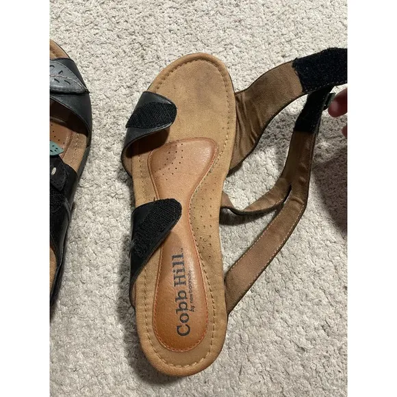 Cobb Hill Flower Leaf Vivian Adjustable Sandals Womens 10 M Gray Blue CBL10BKM