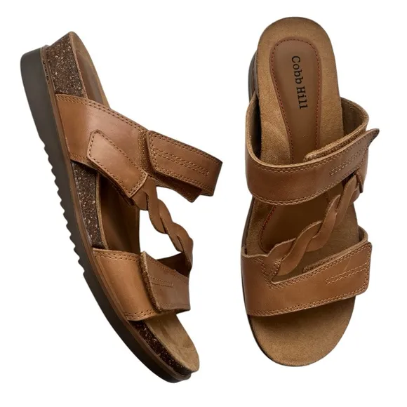 Cobb Hill May slide wedge leather sandals 7.5 NEW