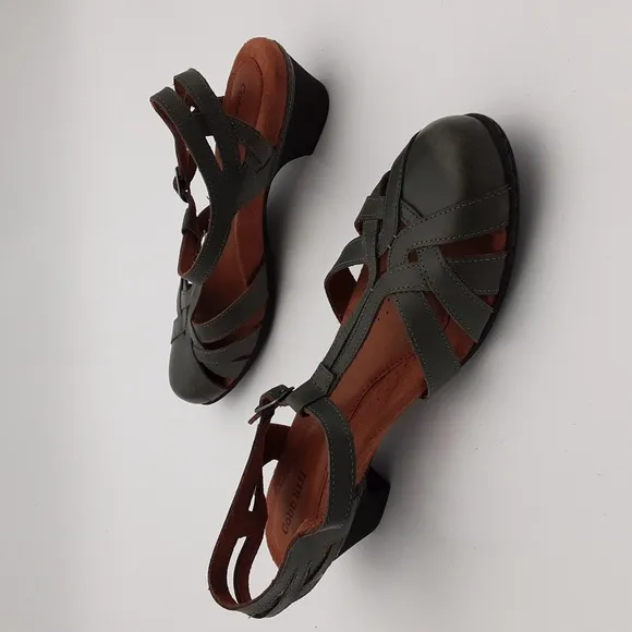 Cobb Hill Women's Aubrey  leather sandals green size 11M casual vacation office