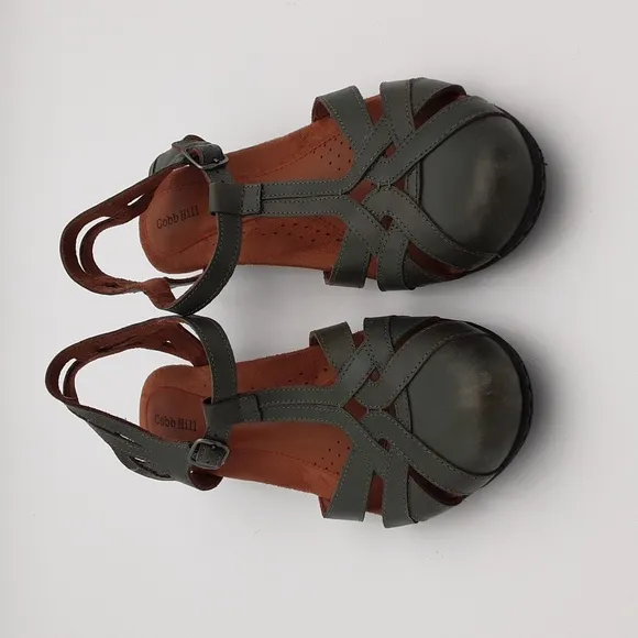 Cobb Hill Women's Aubrey  leather sandals green size 11M casual vacation office