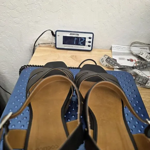 Coclico Midwood Wedge Sandals Black Leather Women's Size 9 EU 40