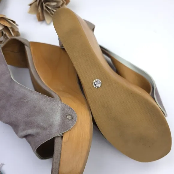 Coclico Stylish Women's Distressed Purple. Gray Platform Wedge Sandals Sz 38