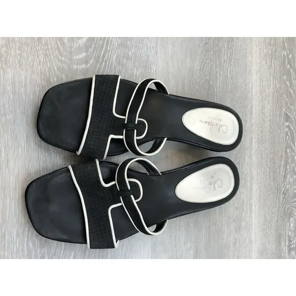 Cole Haan Air Women's Black Leather Strappy Sandals Wedge Comfort Leather Sz 8