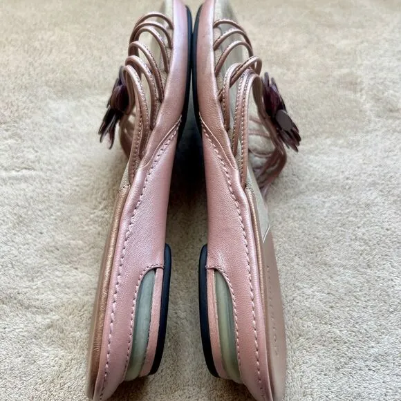 Cole Haan Camdyn Pearlized Pink Daisy Slide Flat Sandals w/ Toe Post Women’s 6.5