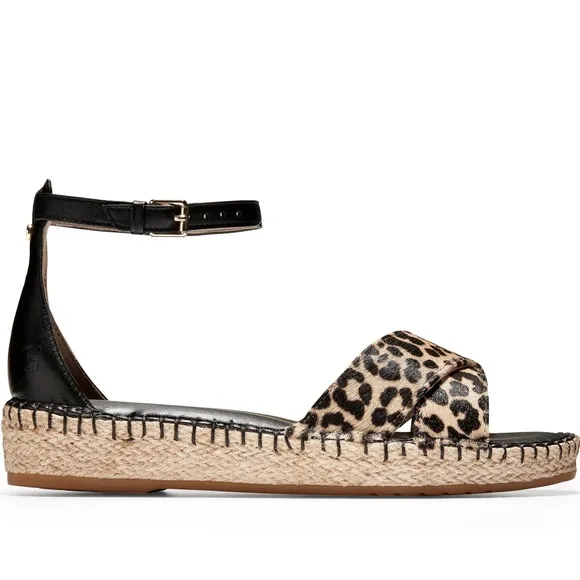 COLE HAAN CLOUDFEEL ESPADRILLE LEOPARD SANDALS