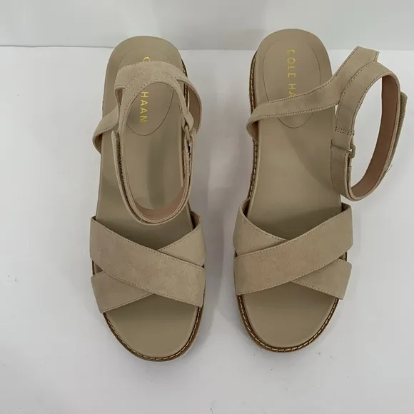 Cole Haan CloudFeel Wedge Espadrille sandal shoe platform ankle strap new 9.5