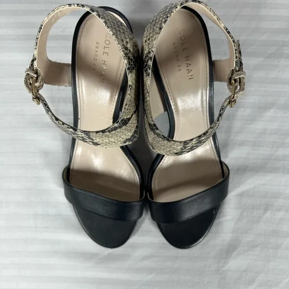 Cole Haan Elegant Black and Snake Print Women's Heels