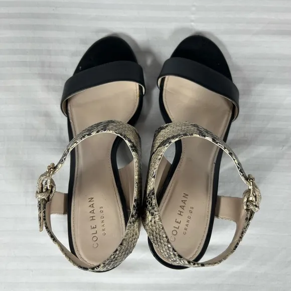 Cole Haan Elegant Black and Snake Print Women's Heels