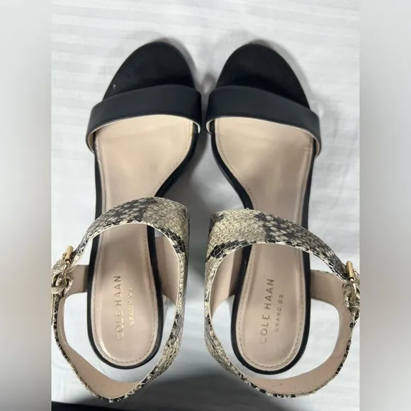 Cole Haan Elegant Black and Snake Print Women's Heels