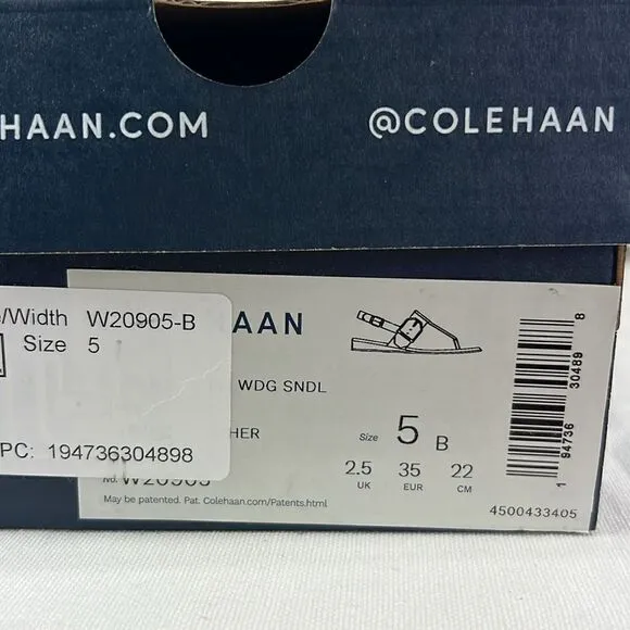 Cole Haan Francine Demi Sandals- Black Leagther- Size 5 B- NIB
