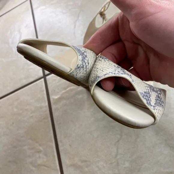 Cole Haan Grand OS Women Sadie Wedge Sandals Shoe 7.5 Heel Cream Gray Snake