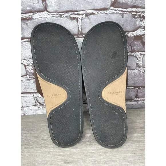 COLE HAAN Grand Os Modern Classics Brown Leather Slides Sandals Men 12M US/45EU
