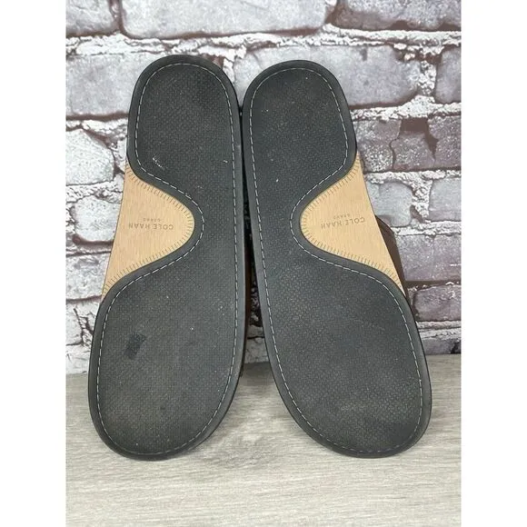 COLE HAAN Grand Os Modern Classics Brown Leather Slides Sandals Men 12M US/45EU