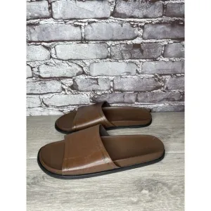 COLE HAAN Grand Os Modern Classics Brown Leather Slides Sandals Men 12M US/45EU