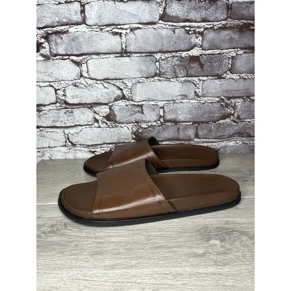 COLE HAAN Grand Os Modern Classics Brown Leather Slides Sandals Men 12M US/45EU