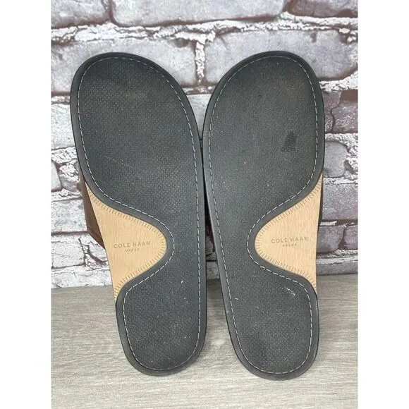 COLE HAAN Grand Os Modern Classics Brown Leather Slides Sandals Men 12M US/45EU
