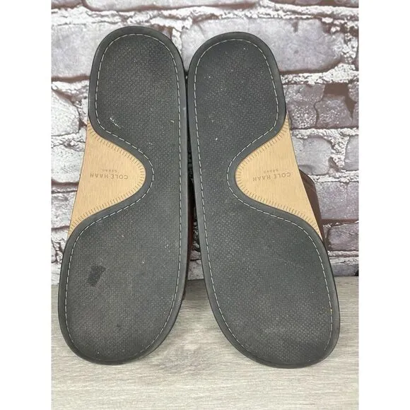 COLE HAAN Grand Os Modern Classics Brown Leather Slides Sandals Men 12M US/45EU