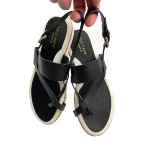 Cole Haan Grand Series Leather Mandy Thong Flat Sandals Women’s size 7.5 Black