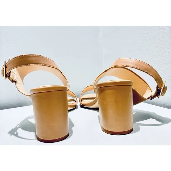 Cole Haan Josie Block Heel Sandal Nude tan Leather 9B