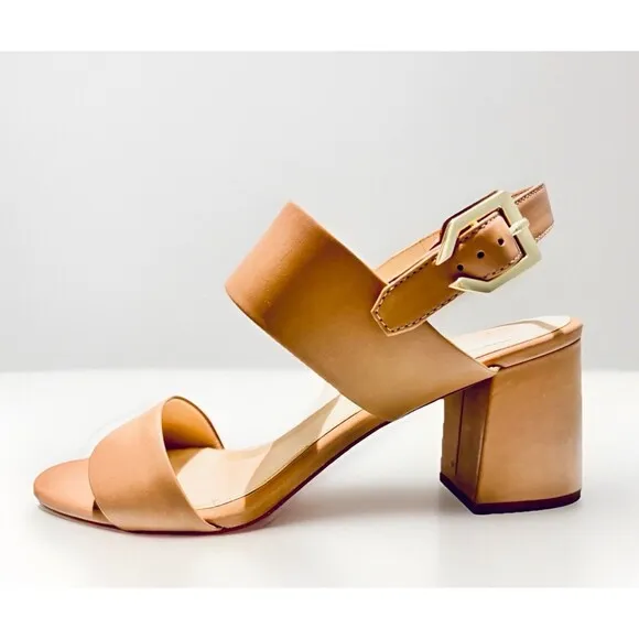 Cole Haan Josie Block Heel Sandal Nude tan Leather 9B