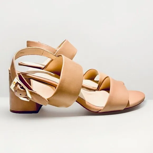 Cole Haan Josie Block Heel Sandal Nude tan Leather 9B
