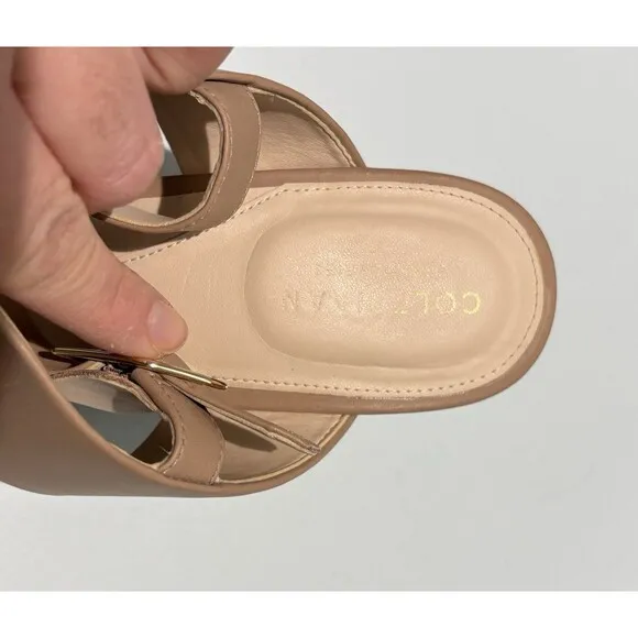 Cole Haan Josie Block Heel Sandal Nude tan Leather 9B