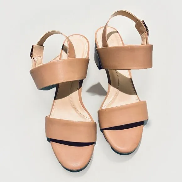 Cole Haan Josie Block Heel Sandal Nude tan Leather 9B