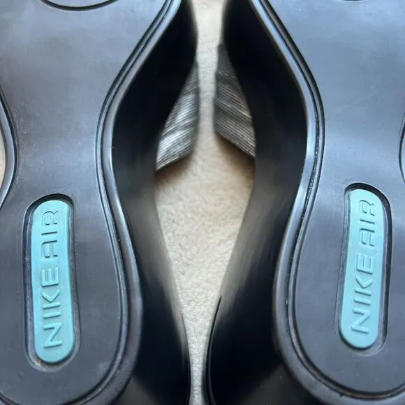 Cole Haan Metallic Silver Open Peep Toe Wedge Slip On Slide Sandal Women’s 8 B