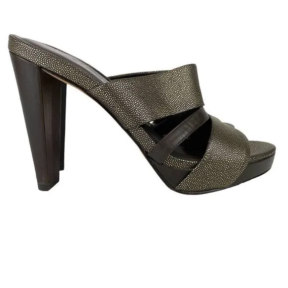 COLE HAAN / NIKE AIR Gold Leather Slide Sandals -7