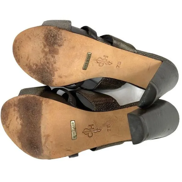 COLE HAAN / NIKE AIR Gold Leather Slide Sandals -7