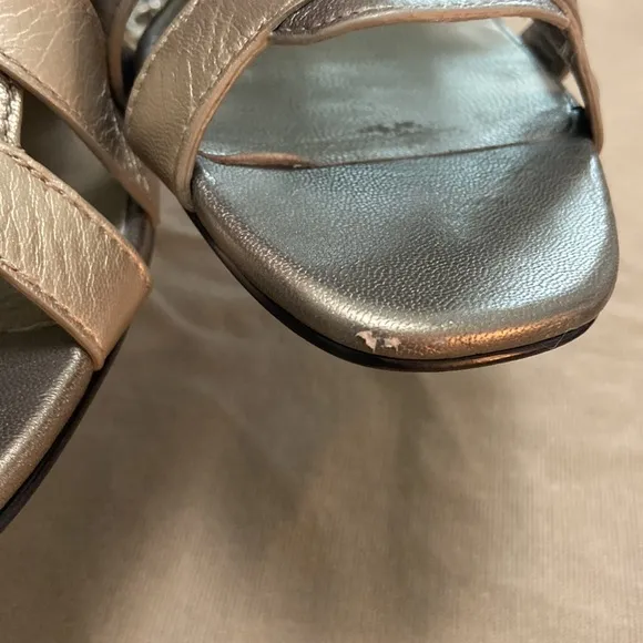 Cole Haan Nike Air Gold Tone/ Champagne/ Pewter Metallic Leather Sandals Size 8