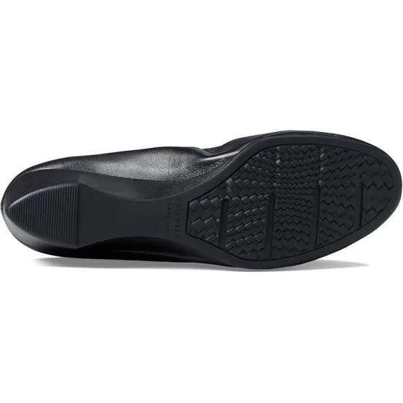 Cole Haan Sloane W28026 Sandals Women's 7 Black Leather Wedge Heel Pump ZPO1770